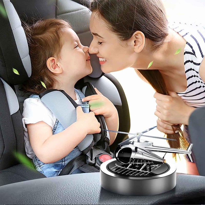 cheekyglo Solar Helicopter Car Aromatherapy Decor, Solar Energy Rotating Helicopter Design Aromatherapy Diffuser Car Air Freshener Essential Oil Diffuser Small Aromatherapy for Car Office - Image 2