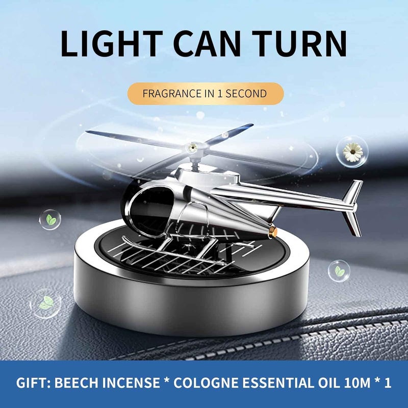 cheekyglo Solar Helicopter Car Aromatherapy Decor, Solar Energy Rotating Helicopter Design Aromatherapy Diffuser Car Air Freshener Essential Oil Diffuser Small Aromatherapy for Car Office - Image 4