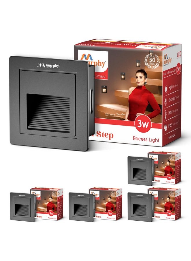 Murphy 3W Wall Step Conceal Light Outdoor and Indoor LED Foot Light with Aluminium IP65 Grade Waterproof Body : Warm White, Pack of 5 - Image 1