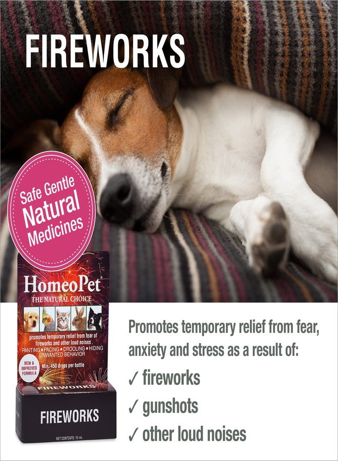 HomeoPet Fireworks, Safe and Natural Loud-Noise-Anxiety Calming Supplement for Cats, Dogs, and Other Small Animals, 15 Milliliters - Image 3