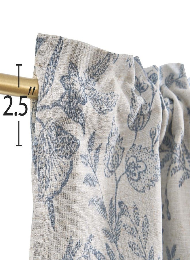 Lazzzy Linen Curtains Farmhouse Blue Floral Print Curtains 16 Inches Long Back Tab Drapes for Living Room Bedroom Semi Sheer Country Vintage Curtains 3 Panels Set Rod Pocket Purple Gray on Beige - Image 4
