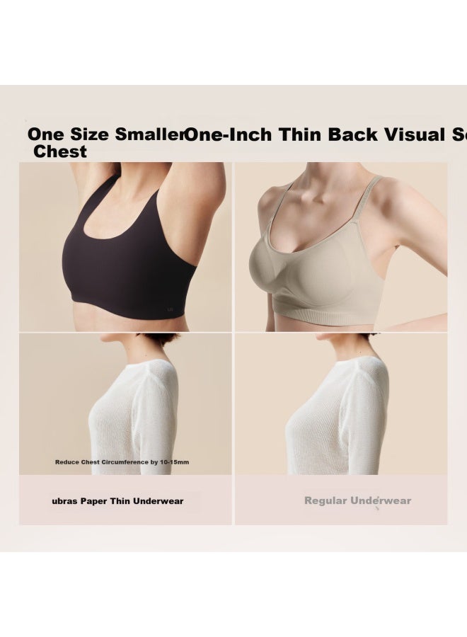 Ubras Seamless Small Milk Skin Paper Thin Invisible Bra, Slimming And Thin, Invisible Vest, Women's Oat Milk Standard - Image 2