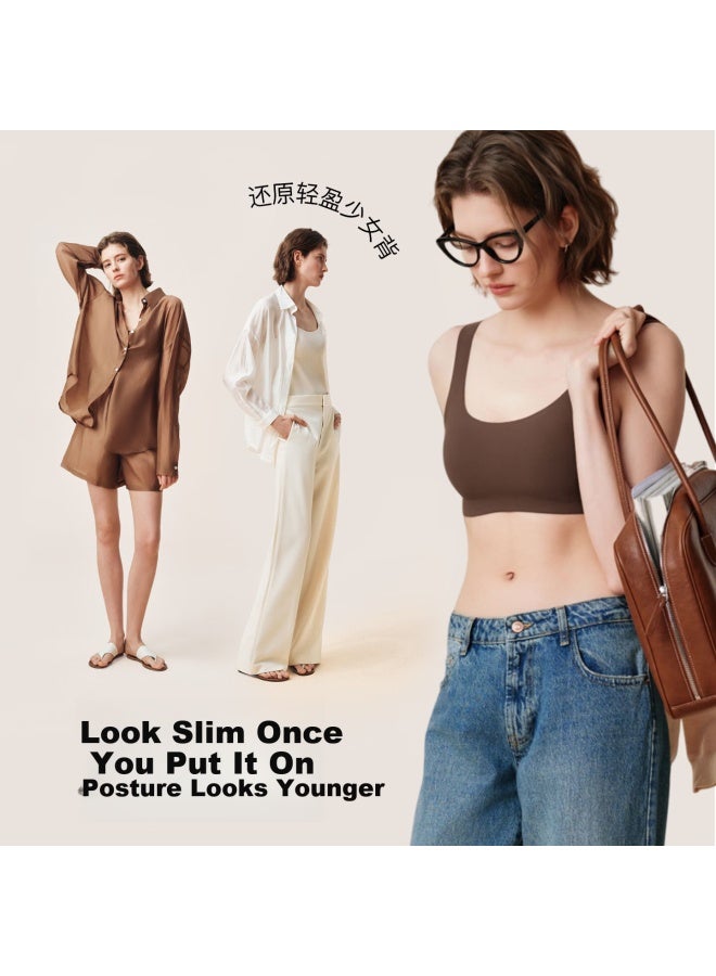 Ubras Seamless Small Milk Skin Paper Thin Invisible Bra, Slimming And Thin, Invisible Vest, Women's Oat Milk Standard - Image 4