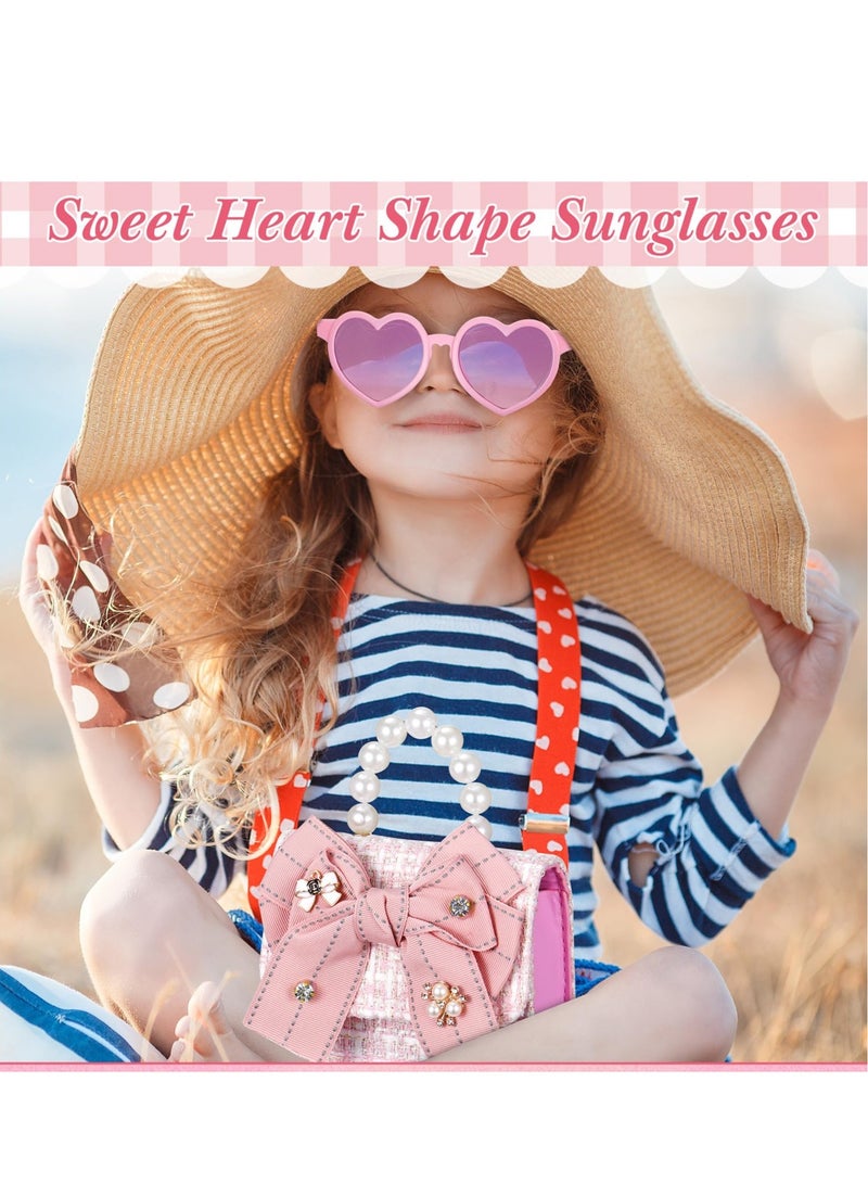 Excefore Purse for Little Girls Mini Toddler Crossbody Handbags with Pearl Bow Sunglasses Box Set for Kids Gift - Image 4