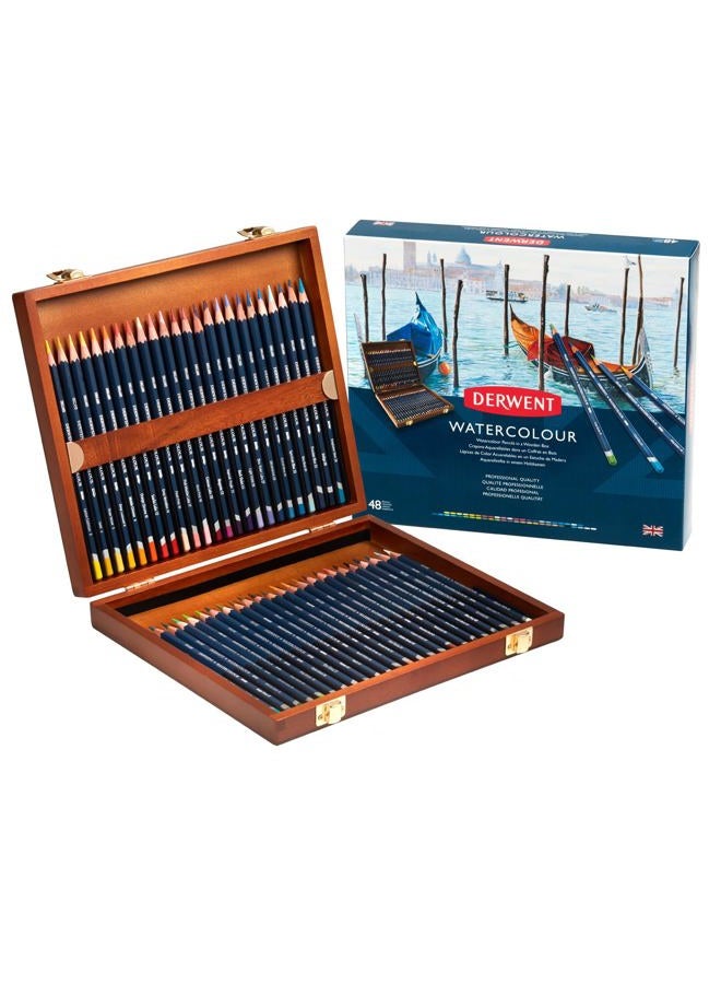 Derwent WATERCOLOUR 48 WOOD BOX - Image 1