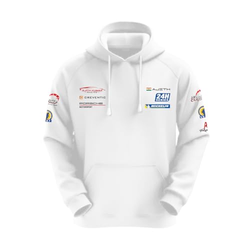DUDEME Unisex Cotton Regular Fit : Ajith Kumar Car Racing Motorsport Hoodie | AK Designs | Car Enthusiast White Hoodie Car Printed Hoodies., XL - Image 3