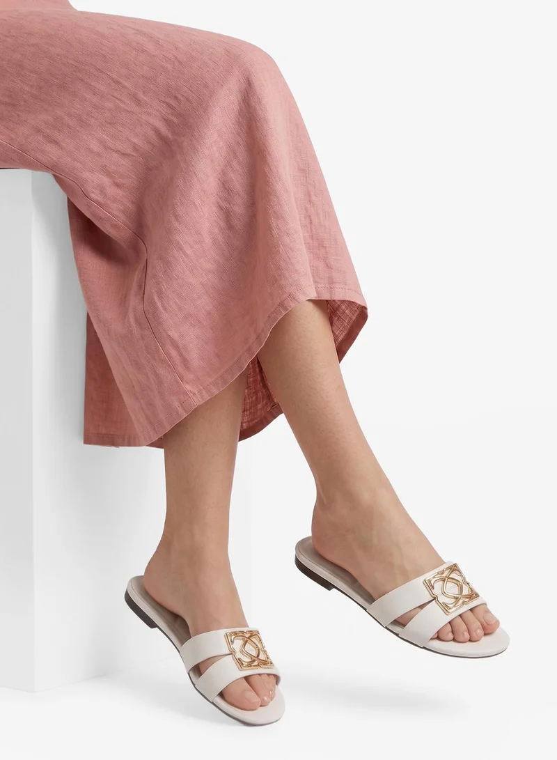 Aldo WHITE/BONE Sunray Single Strap Flat Sandals for Women | Best Price UAE