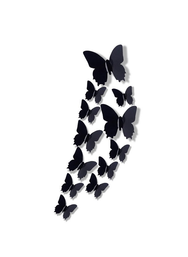 ويكين ملصقات حائط قابلة للإزالة على شكل فراشة ثلاثية الأبعاد من WeKen، 24 قطعة، ديكور أسود لغرفة الأطفال أو غرفة النوم - (ملصقات ثلاثية الأبعاد على شكل فراشة سوداء للجدران، مقاسين) - Image 1