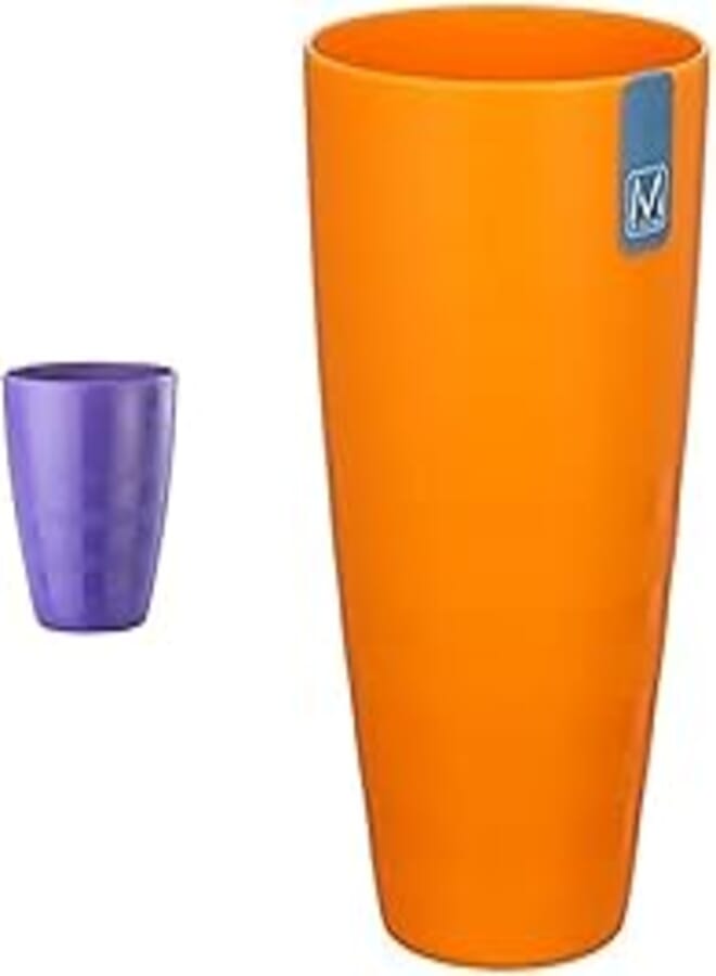 m-design M-Design Small Plastic Cup - Microwave, Dishwasher, Food Safe & BPA Free (1, Purple) + M-Design Large Plastic Cup (520ml) - Microwave, Dishwasher, Food Safe & BPA Free (1, Orange) 