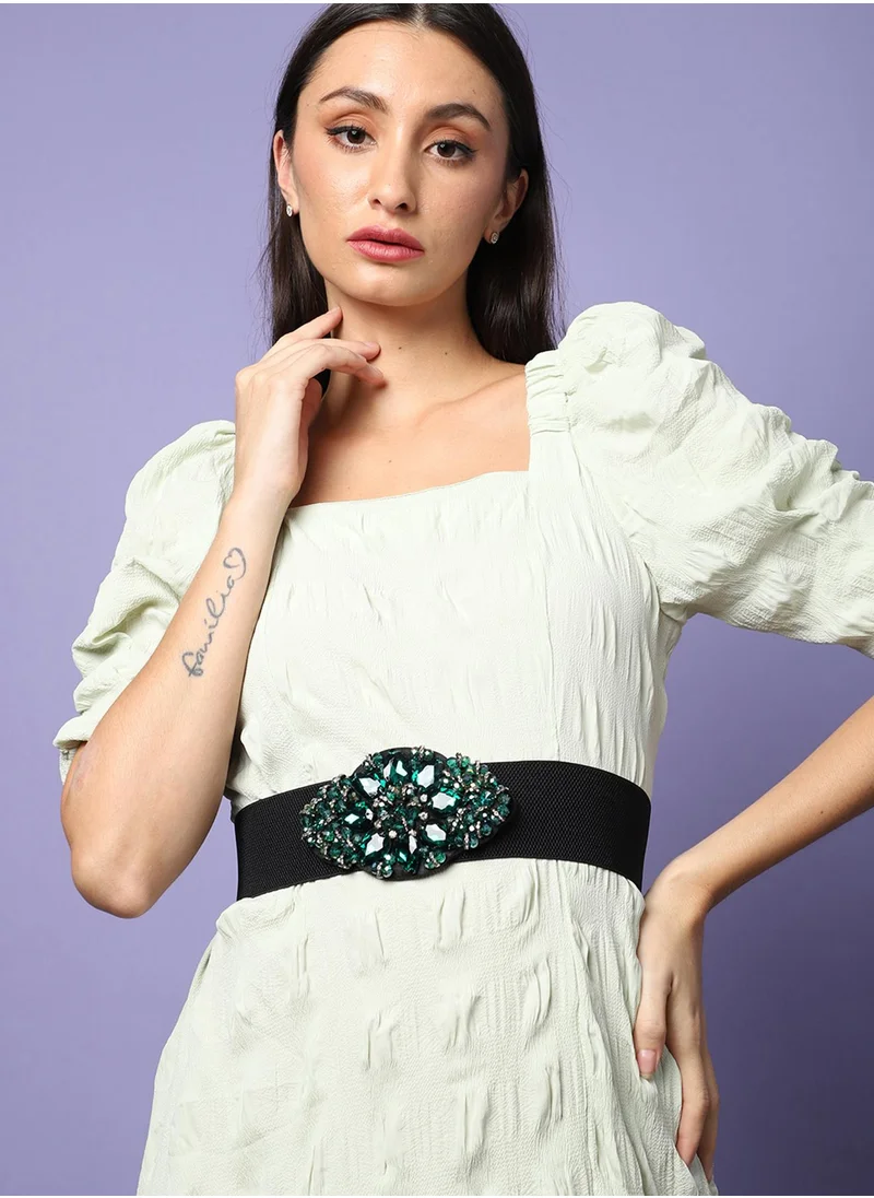 صوص هاوت Black Textured Waist Belt