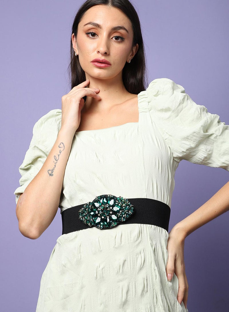 صوص هاوت حزام خصر أسود بنقوش  - Image 4