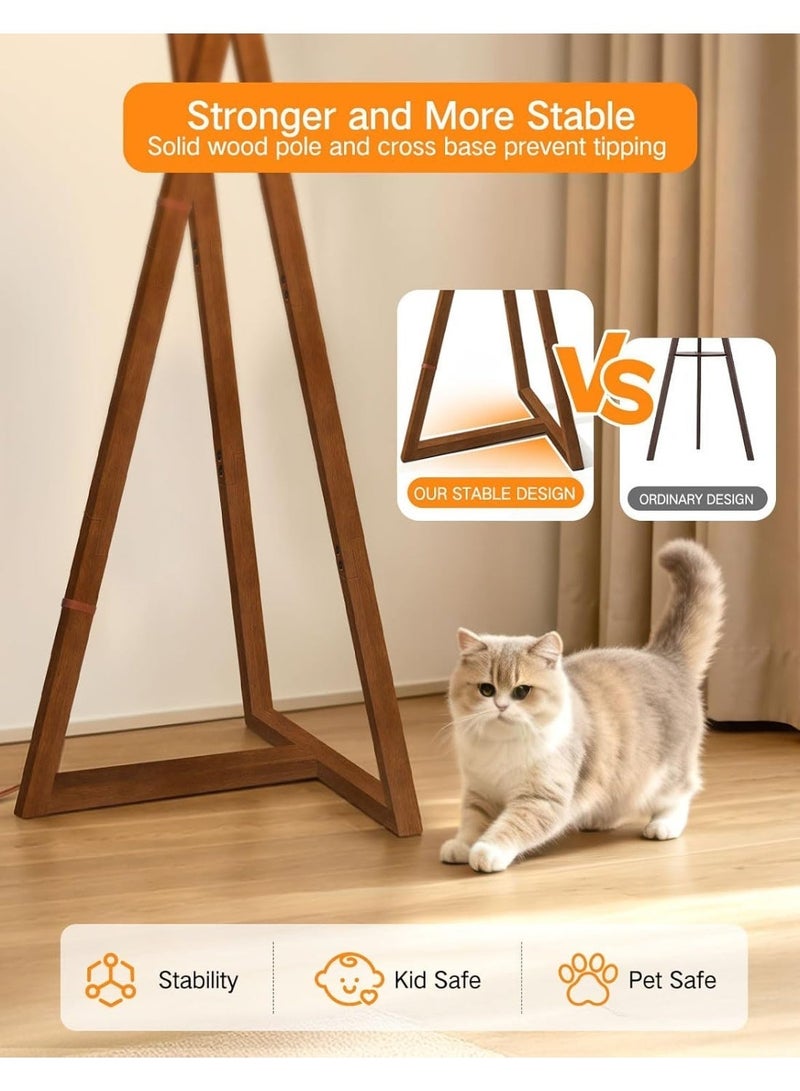 OUTON Modern Tripod Wooden LED Floor Lamp with Linen Shade, Remote Control, Dimmable Brightness, 4 Colour Temperatures, 12W LED Bulb Included, Standing Lamp for Living Room, Bedroom, Reading Corner, Walnut - Image 5