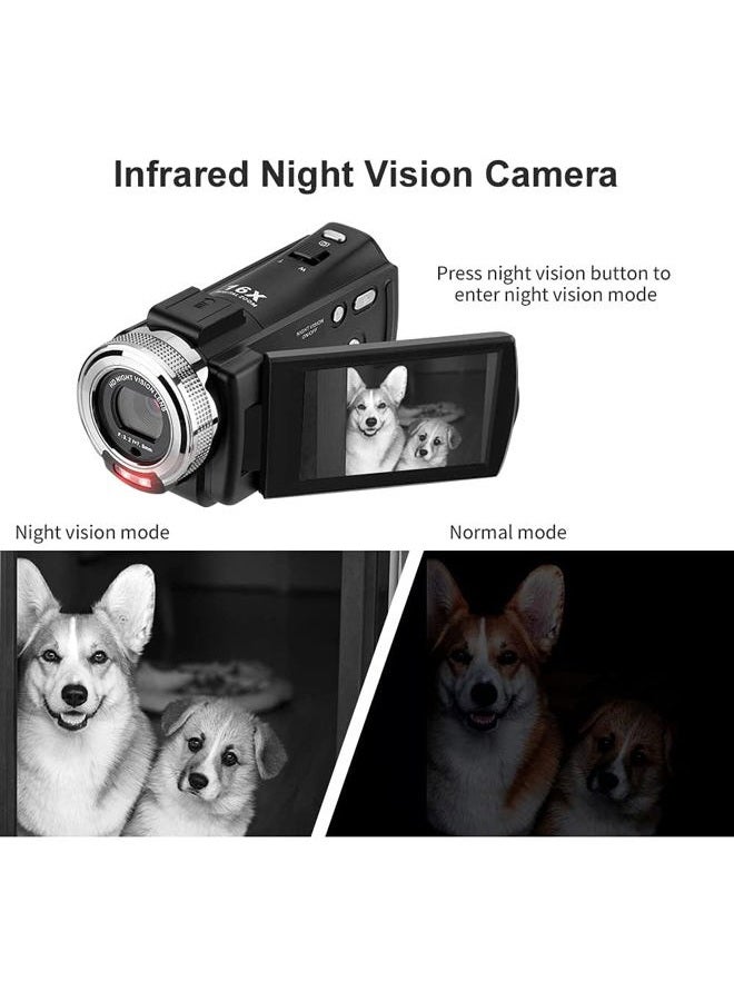 ORDRO Camcorders HDV-V12 HD 1080P Video Camera Recorder Infrared Night Vision Camera Camcorders with 16G SD Card and 2 Batteries - Image 2