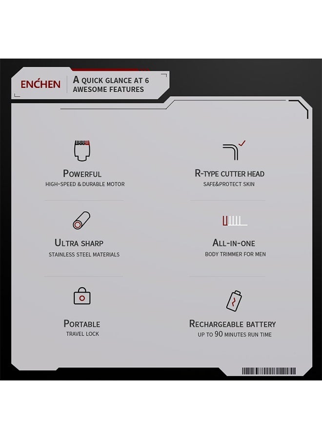 Men's Electric Beard Trimmer, All-in-One Grooming Kit, Suitable for Private Areas, Beard, Full Body, and Hair, Comes with 4 Guide Combs, USB Type-C Charging, 90-Minute Runtime, LED Indicator - Image 2