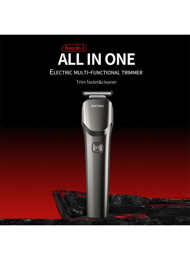 Men's Electric Beard Trimmer, All-in-One Grooming Kit, Suitable for Private Areas, Beard, Full Body, and Hair, Comes with 4 Guide Combs, USB Type-C Charging, 90-Minute Runtime, LED Indicator - Image 1