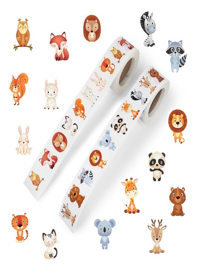 IMagicoo 1000 Pcs Reward Stickers for Kids,Cute Animal Teacher Stickers Roll for Kids Toddlers Student Classroom Water Bottles Party Deco Planner School, Potty Traning Sticker (Multi-Color Forest Animal) - Image 1