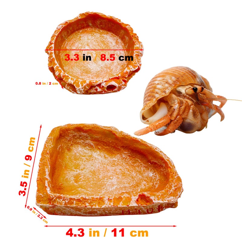 CATDABIR Reptile Water Dish and Food Bowls, 3 Pack Reptile Feeding Terrarium Bowl for Bearded Dragon Lizard Frog Gecko Tortoise Hermit Crab Snail (Orange) - Image 3