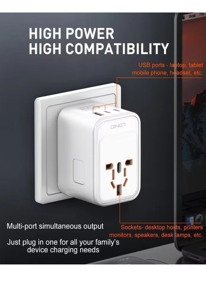 LDNIO 65W Universal Travel Adapter International Plug Adapter – All-in-One Worldwide Wall Charger with UK/US/EU/AUS Plug, 2 USB-C & 1 USB-A Fast Charging, USB-A + Type-C Port, Type-C Charging Plug, USB-C Charger Block, Fast Charger Adapter Compact for iPhone 17/17 Pro/17 Pro Max, iPhone 16/15/14 Pro Max, MacBook Pro/Air, iPad Pro/Air, Samsung Galaxy, Dell XPS, Pixel 7, Google Pixelbook & More - Image 5