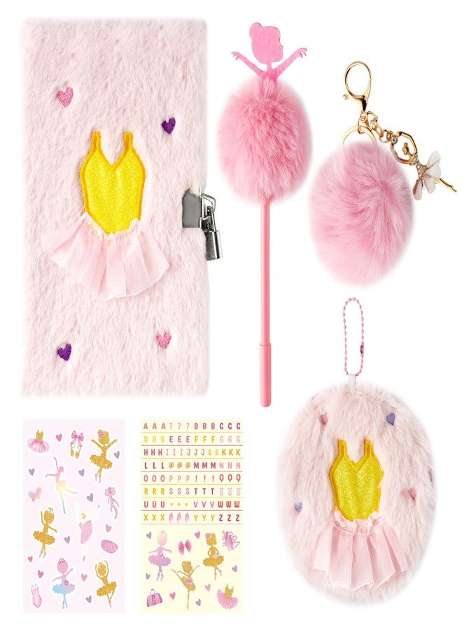 CY2SIDE 6PCS Ballerina Gift Set for 6-8 Year Old Girls, Cute Ballet Plush Secret Diary Journa with Coin Purse Pen Sticker and Key Chain, Idea Gifts for Birthday - Image 1