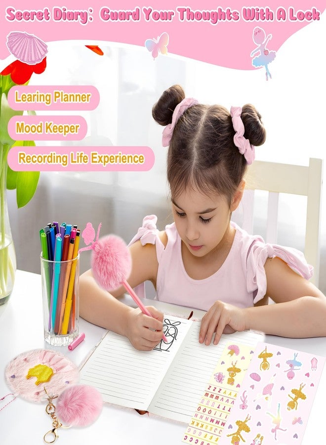 CY2SIDE 6PCS Ballerina Gift Set for 6-8 Year Old Girls, Cute Ballet Plush Secret Diary Journa with Coin Purse Pen Sticker and Key Chain, Idea Gifts for Birthday - Image 5
