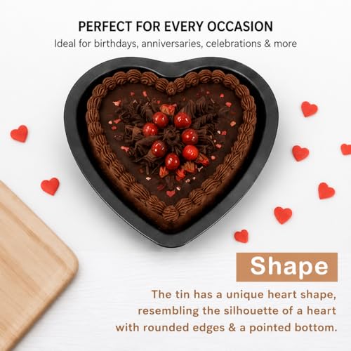 PureBake Premium SGS Certified Heart Cake Tin | Heart Cake Pan | Non-Stick 9-Inch Heart Cake Tray, Set of 1, Steel Bakeware Set - Image 3