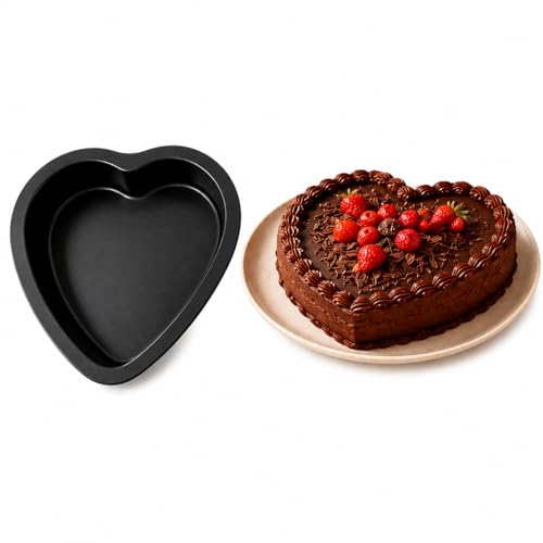 PureBake Premium SGS Certified Heart Cake Tin | Heart Cake Pan | Non-Stick 9-Inch Heart Cake Tray, Set of 1, Steel Bakeware Set - Image 1