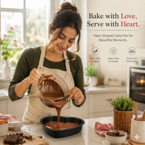 PureBake Premium SGS Certified Heart Cake Tin | Heart Cake Pan | Non-Stick 9-Inch Heart Cake Tray, Set of 1, Steel Bakeware Set - Image 5