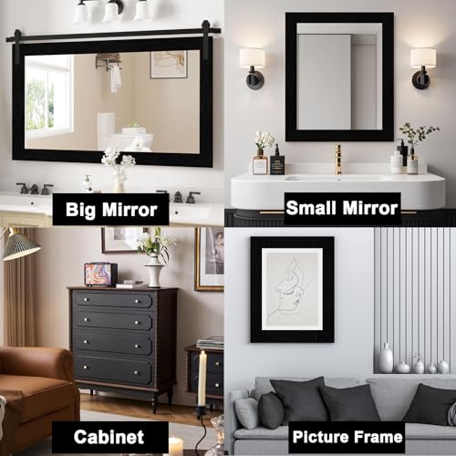 Alened 10M Black Wood Grain Mirror Frame Border Peel and Stick Wallpaper, Removable PVC Waterproof Bathroom Mirror Tape Sticker Trim, Kitchen Wallpaper Self Adhesive Decor Sticker 2" x 393" - Image 5