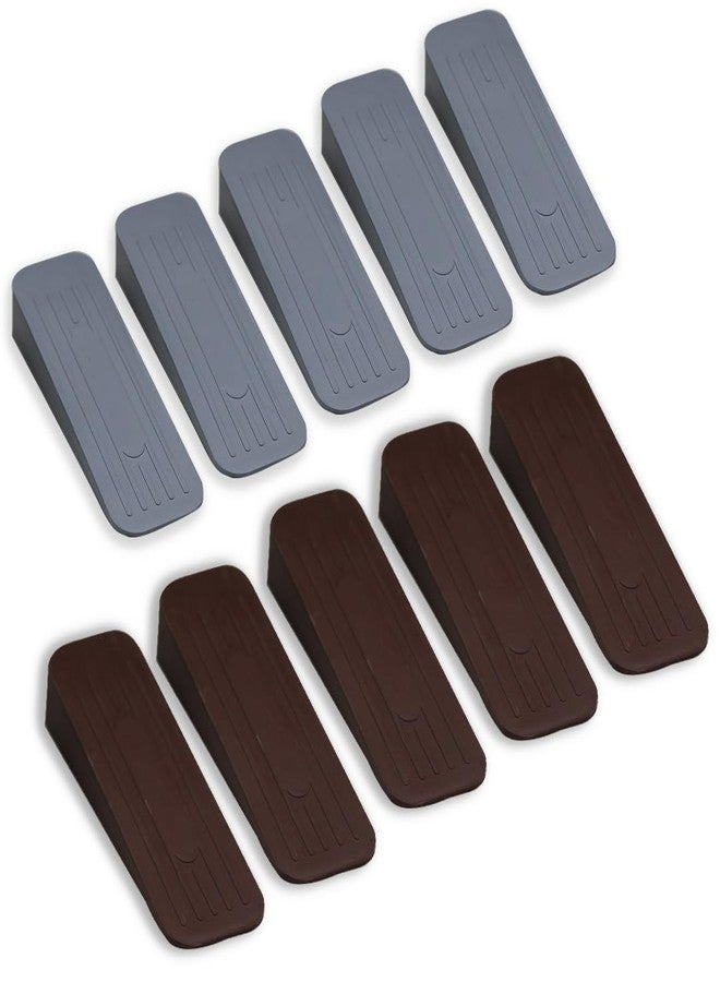 ALP Heavy Duty Anti Slip Rubber Door Stoppers with Doors Powerful Gripping Work of Any Surface for Home, Offices, Warehouses & Classrooms Door Bottom Seal (5 Brown & 5 Grey Door Stopper) - Image 1