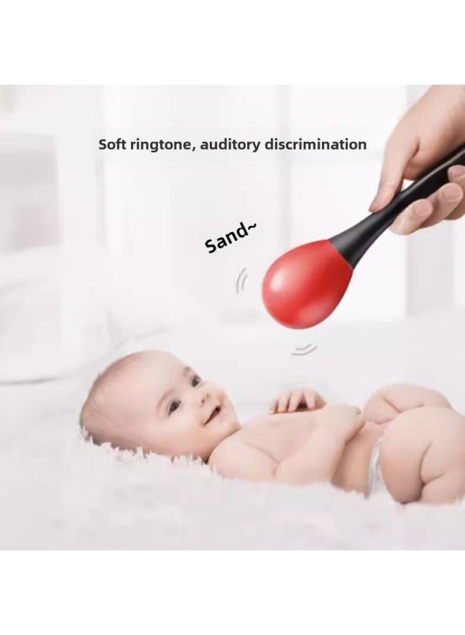 Red Sand Hammer Baby Newborn Grasping Hearing Tracking Vision Training Toy Can Bite Early Education Hand Rattle Baby-Color:Type I—watching Black And White Ball + Chasing Big Red Ball  + Free 2 Sand Eggs + 2 Sand Hammer - Image 3