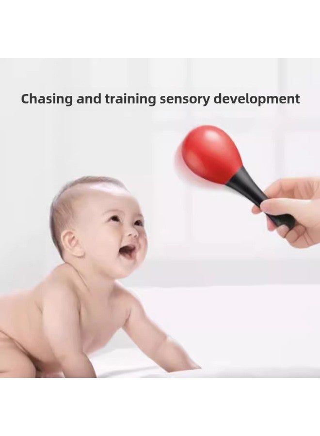 Red Sand Hammer Baby Newborn Grasping Hearing Tracking Vision Training Toy Can Bite Early Education Hand Rattle Baby-Color:Type I—watching Black And White Ball + Chasing Big Red Ball  + Free 2 Sand Eggs + 2 Sand Hammer - Image 4