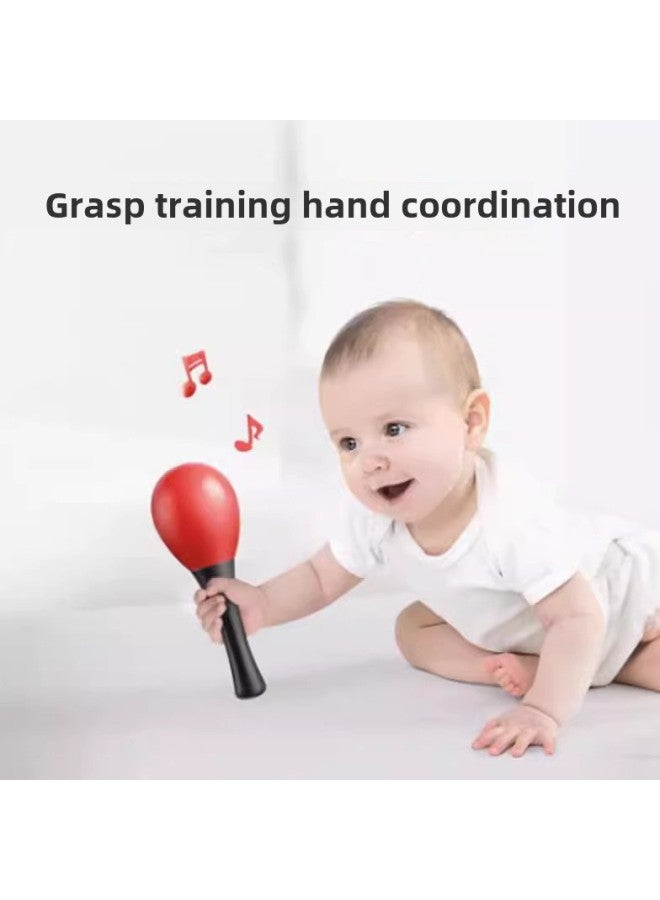 Red Sand Hammer Baby Newborn Grasping Hearing Tracking Vision Training Toy Can Bite Early Education Hand Rattle Baby-Color:Type I—watching Black And White Ball + Chasing Big Red Ball  + Free 2 Sand Eggs + 2 Sand Hammer - Image 5
