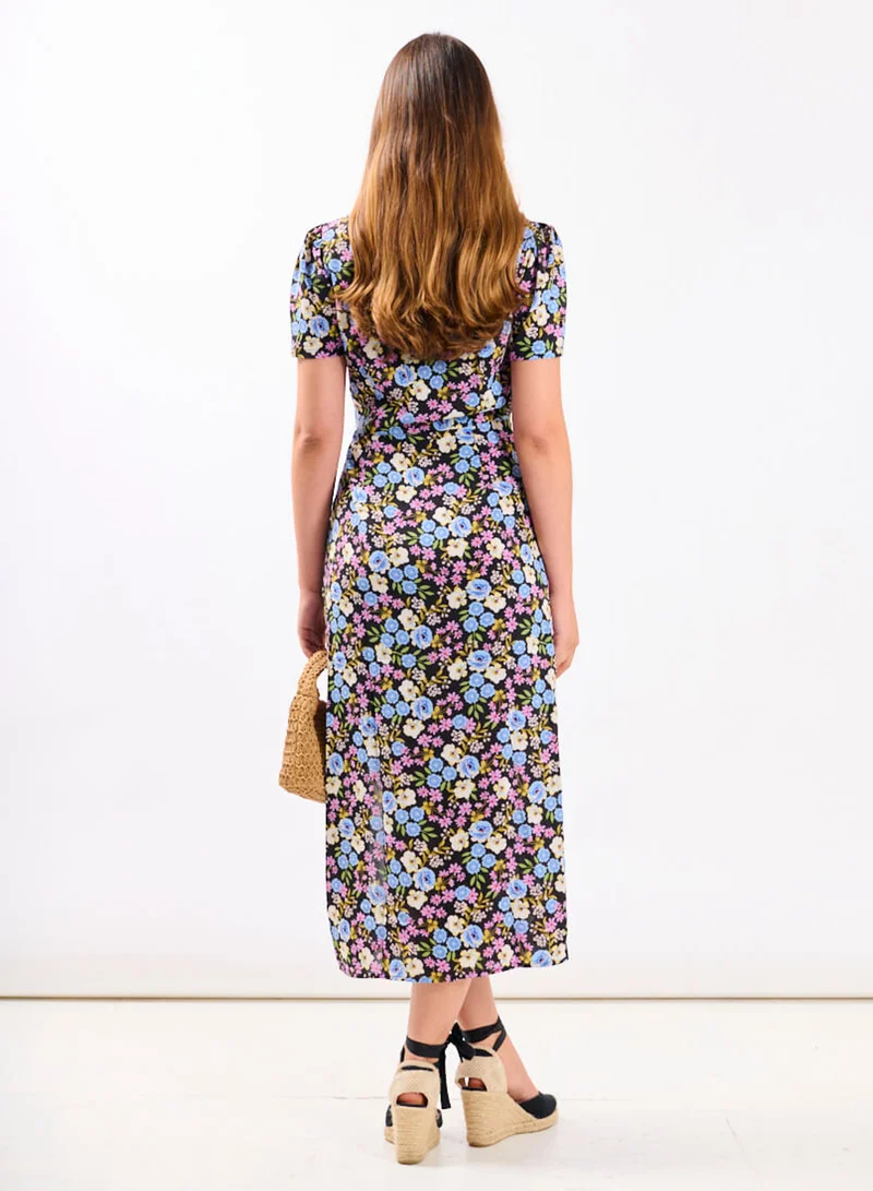 Needs No Label  Multicoloured Floral Wrap Midi Dress for Women | Best Price UAE