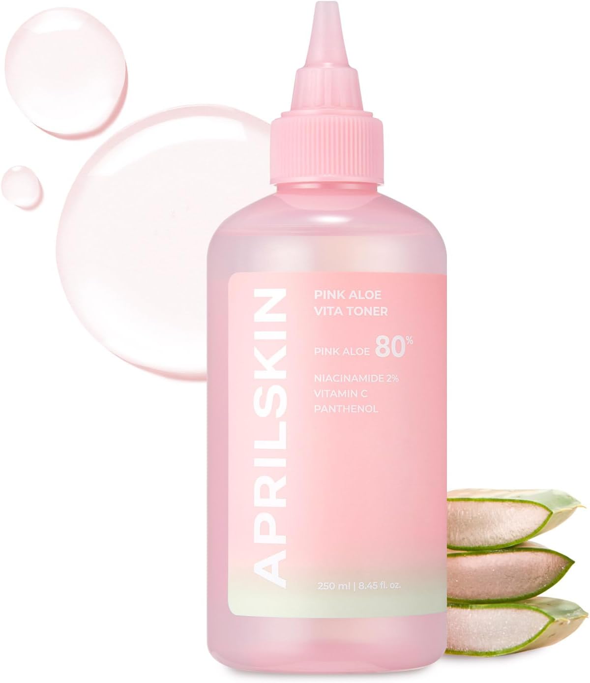 APRILSKIN Pink Aloe Vita Toner Calms and Soothes Redness Smoothens and Controls Excess Sebum 80 Pink Aloe Vera Water Hydrating NonSticky Clean Vegan Korean Skin Care 845 floz