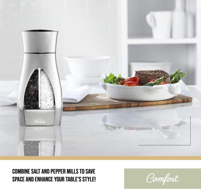 Trudeau 2-in-1 Pepper and Salt Mill in Silver Stainless Steel - Image 5