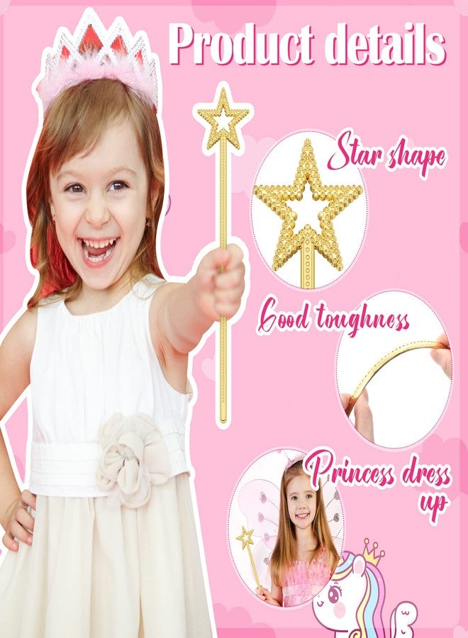 Sratte 100 Pcs 13 Inch Star Wand Fairy Baton Stick Princess Plating Wand Fairy Accessories for Women Angel Baton for Girls Kids Witch Costume Halloween Witch Queen Cosplay Prop(Gold) - Image 2