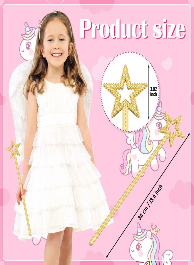 Sratte 100 Pcs 13 Inch Star Wand Fairy Baton Stick Princess Plating Wand Fairy Accessories for Women Angel Baton for Girls Kids Witch Costume Halloween Witch Queen Cosplay Prop(Gold) - Image 3