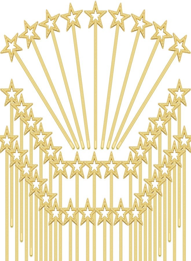 Sratte 100 Pcs 13 Inch Star Wand Fairy Baton Stick Princess Plating Wand Fairy Accessories for Women Angel Baton for Girls Kids Witch Costume Halloween Witch Queen Cosplay Prop(Gold) - Image 1