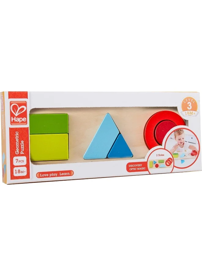 Hape Geometry Puzzle, Wooden Geometric Shapes, Learning & Educational Puzzle, Wooden Toy, 7 Pieces Wood, Puzzle For Toddlers, Gift For Toddlers