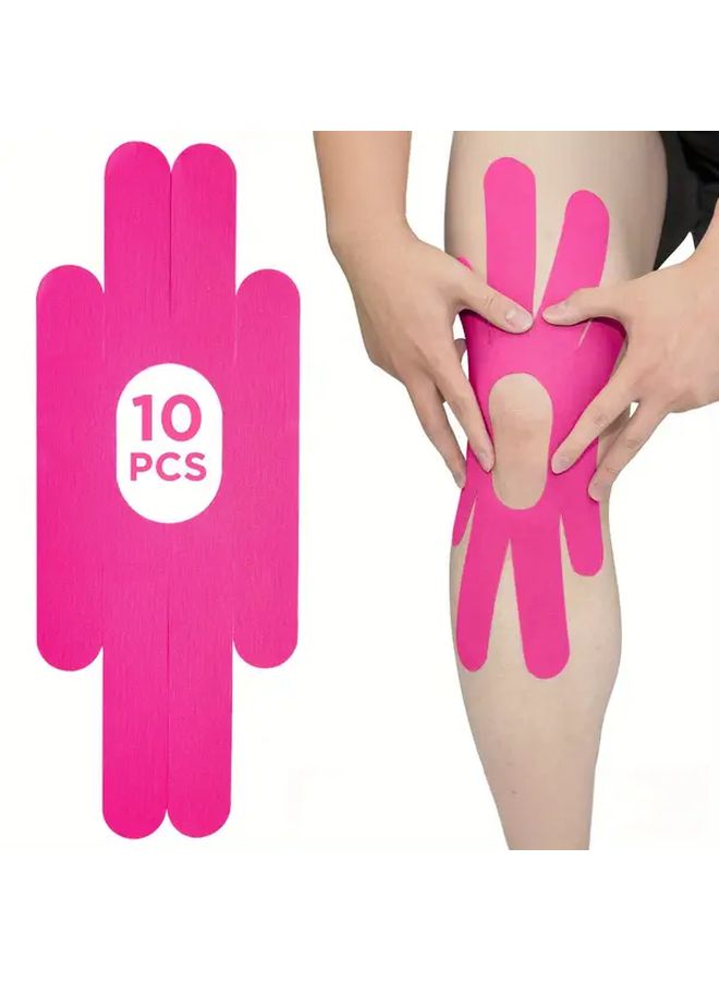 Pre Cut Kinesiology Tape Strips For Knee Black 10pcs Sport Support Breathable - Image 1