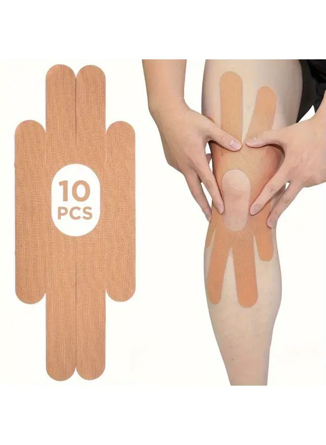 Pre Cut Kinesiology Tape Strips For Knee Black 10pcs Sport Support Breathable - Image 2