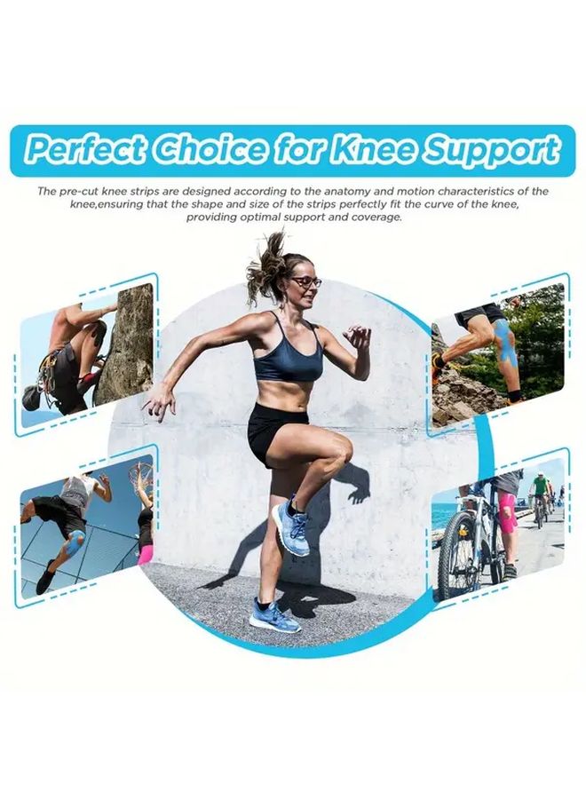 Pre Cut Kinesiology Tape Strips For Knee Black 10pcs Sport Support Breathable - Image 4