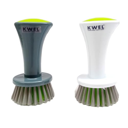 KWEL Wash Basin Cleaning Plastic Brush with Medium Scrubber, Handy Brush for Multipurpose Dirt Cleaning - Pack of 2 (Multicolor) - Image 1