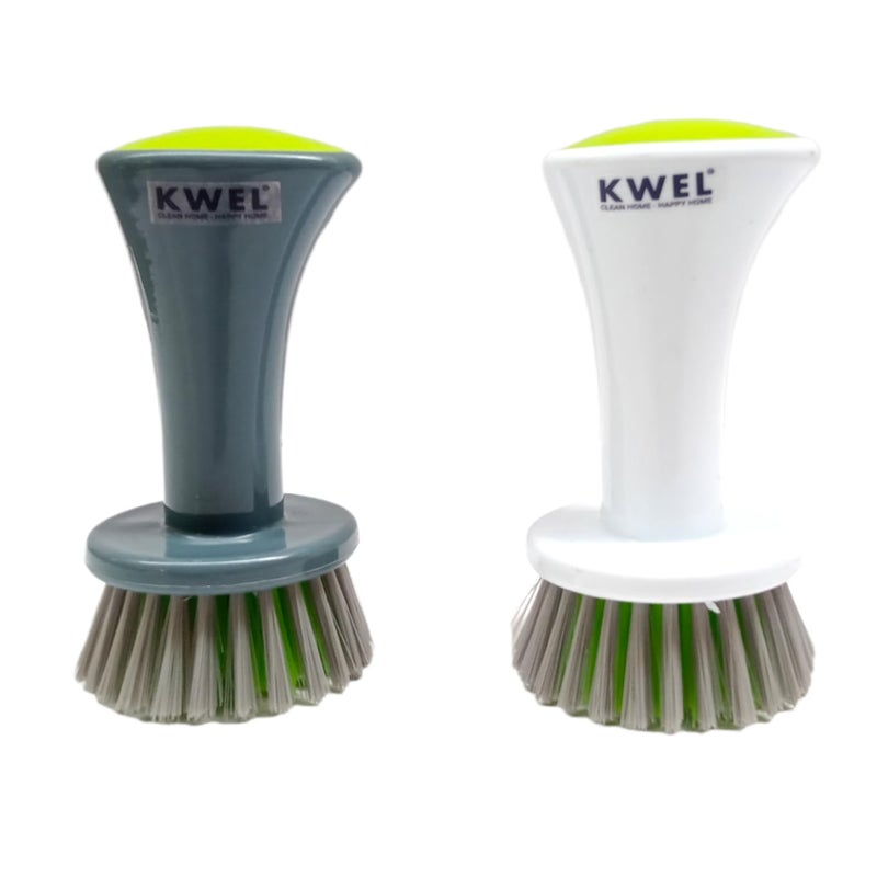 KWEL Wash Basin Cleaning Plastic Brush with Medium Scrubber, Handy Brush for Multipurpose Dirt Cleaning - Pack of 2 (Multicolor) - Image 5