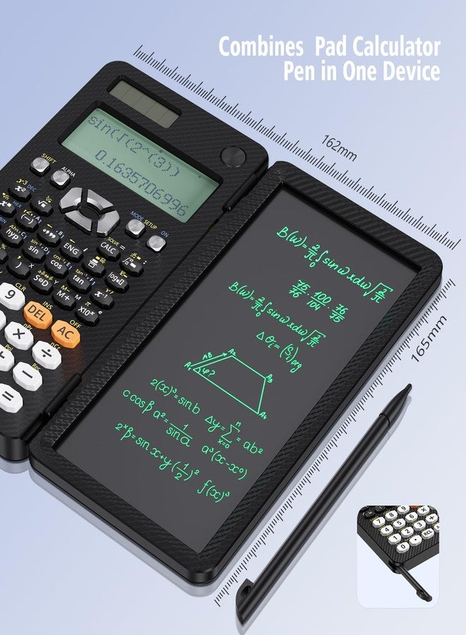 ROATEE Rechargeable ROATEE Black Scientific Calculator with Writing Tablet,Foldable Kawaii Calculator with Notepad,School Supplies for Students Teachers - Image 3