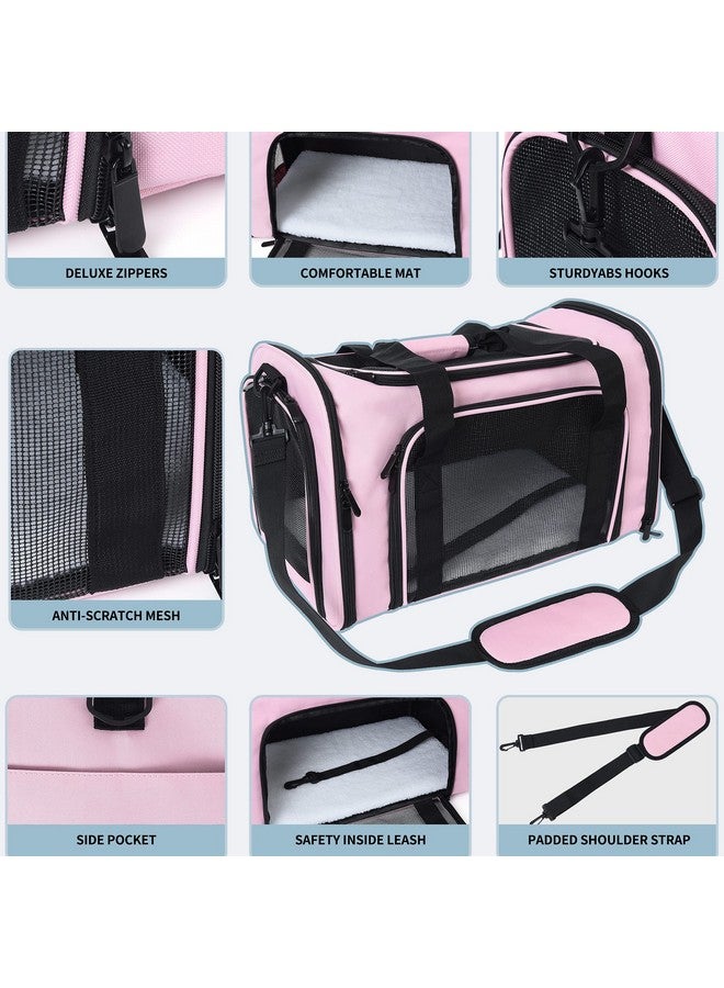 مايل هاي لايف | حامل حيوانات أليفة للسفر | حاملات قطط وجراء | حامل كلاب قابل للطي للكلاب الصغيرة والمتوسطة | أقفاص قطط بشبكة مسامية ذات جوانب ناعمة (وردي، متوسط) - Image 3