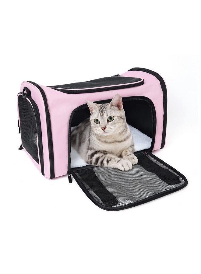 مايل هاي لايف | حامل حيوانات أليفة للسفر | حاملات قطط وجراء | حامل كلاب قابل للطي للكلاب الصغيرة والمتوسطة | أقفاص قطط بشبكة مسامية ذات جوانب ناعمة (وردي، متوسط) - Image 2