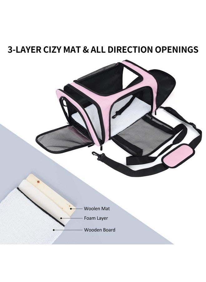 مايل هاي لايف | حامل حيوانات أليفة للسفر | حاملات قطط وجراء | حامل كلاب قابل للطي للكلاب الصغيرة والمتوسطة | أقفاص قطط بشبكة مسامية ذات جوانب ناعمة (وردي، متوسط) - Image 5