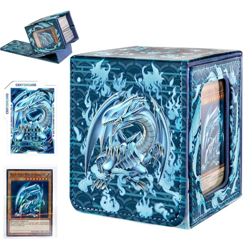 sabermaster Card Deck Box for YGO MTG Deck Box 110 Double Sleeved Cards Storage Box Trading Games Leather Storage Box with CardDividerLaserCardCardHolder White Dragon - Image 1