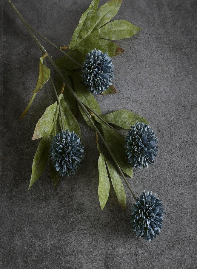 VIERENA 12 Pcs Faux Silk Pompon Mum Artificial Flowers for Vase -27", Bulk Fake Chrysanth Branches with Stems for DIY Bouquet Centerpieces Wedding Fillers Arrangements Shower Decorations (Dark Blue) - Image 3